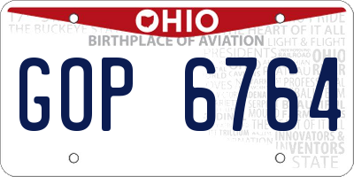 OH license plate GOP6764