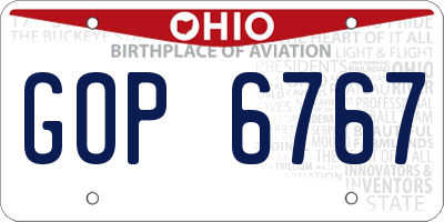 OH license plate GOP6767