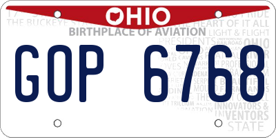 OH license plate GOP6768