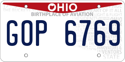OH license plate GOP6769
