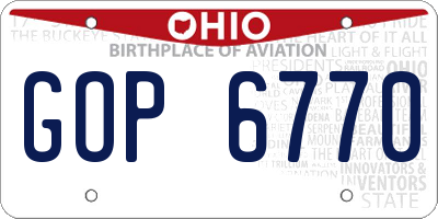 OH license plate GOP6770