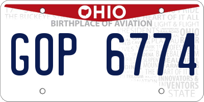 OH license plate GOP6774