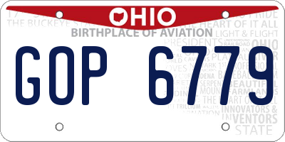 OH license plate GOP6779