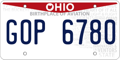 OH license plate GOP6780