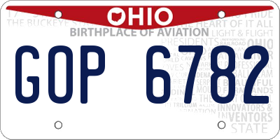 OH license plate GOP6782