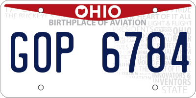 OH license plate GOP6784