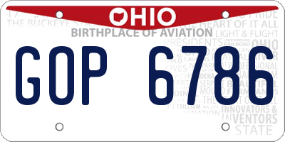 OH license plate GOP6786