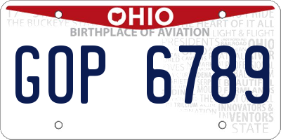 OH license plate GOP6789
