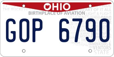 OH license plate GOP6790