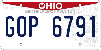 OH license plate GOP6791