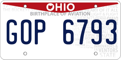 OH license plate GOP6793