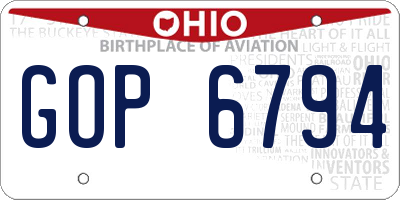 OH license plate GOP6794