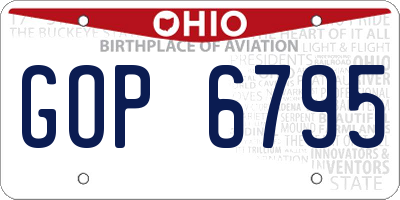 OH license plate GOP6795