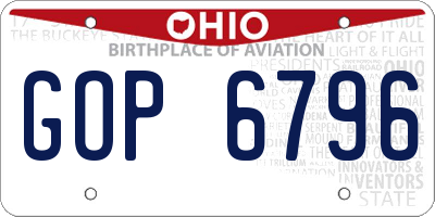 OH license plate GOP6796