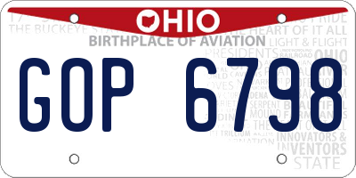 OH license plate GOP6798