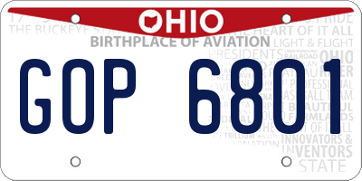 OH license plate GOP6801
