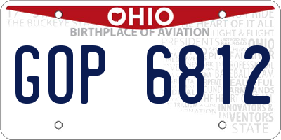 OH license plate GOP6812