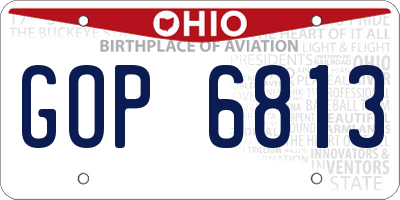 OH license plate GOP6813