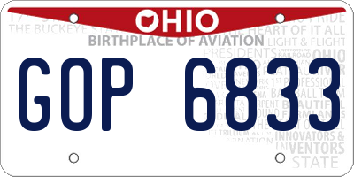 OH license plate GOP6833