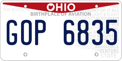 OH license plate GOP6835