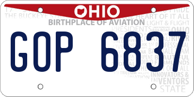 OH license plate GOP6837