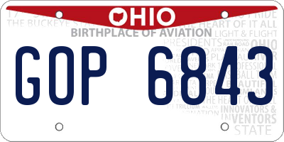 OH license plate GOP6843