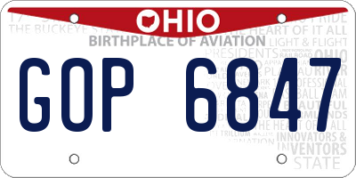 OH license plate GOP6847