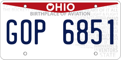 OH license plate GOP6851