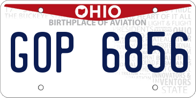 OH license plate GOP6856
