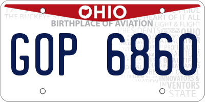 OH license plate GOP6860