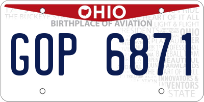 OH license plate GOP6871