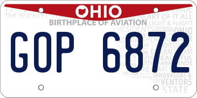 OH license plate GOP6872