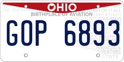 OH license plate GOP6893