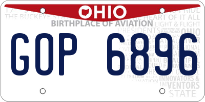 OH license plate GOP6896