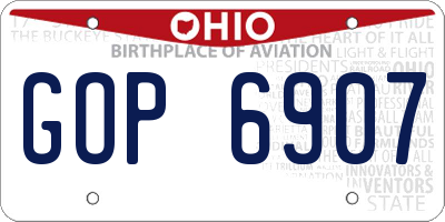 OH license plate GOP6907