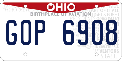 OH license plate GOP6908