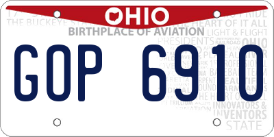 OH license plate GOP6910