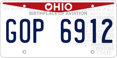 OH license plate GOP6912