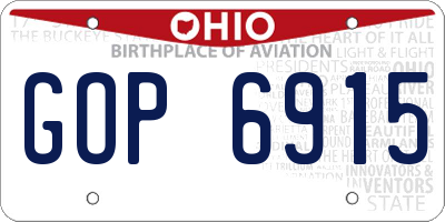 OH license plate GOP6915