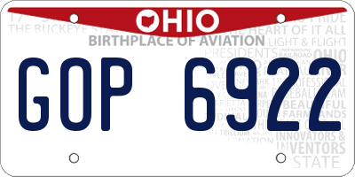 OH license plate GOP6922