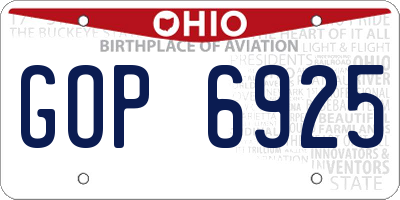 OH license plate GOP6925