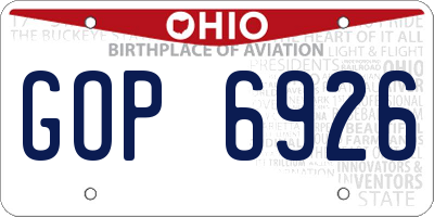 OH license plate GOP6926