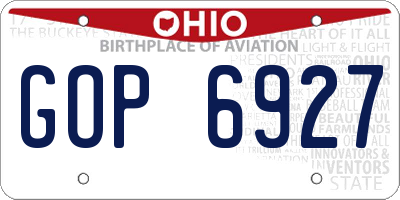 OH license plate GOP6927