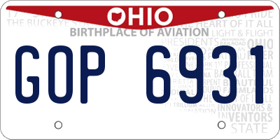 OH license plate GOP6931