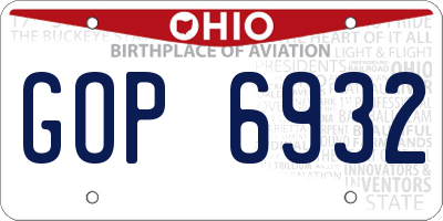 OH license plate GOP6932