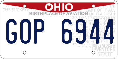 OH license plate GOP6944