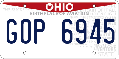 OH license plate GOP6945