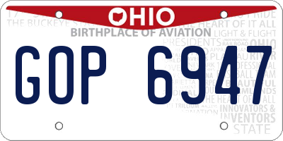 OH license plate GOP6947
