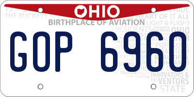 OH license plate GOP6960