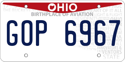 OH license plate GOP6967